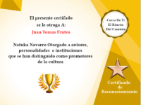 Diploma Al Escritor Juan Tomas Frutos